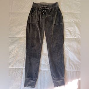 Grey velvet sweatpants